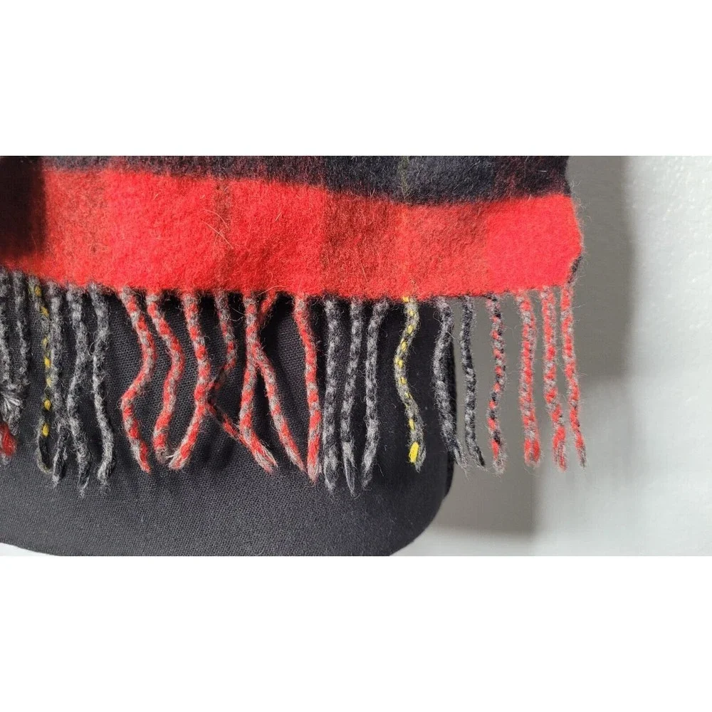 Allen Solly * Cashmere & Wool Blend Scarf Grey/Red/Black/Yellow Reversible 10x55